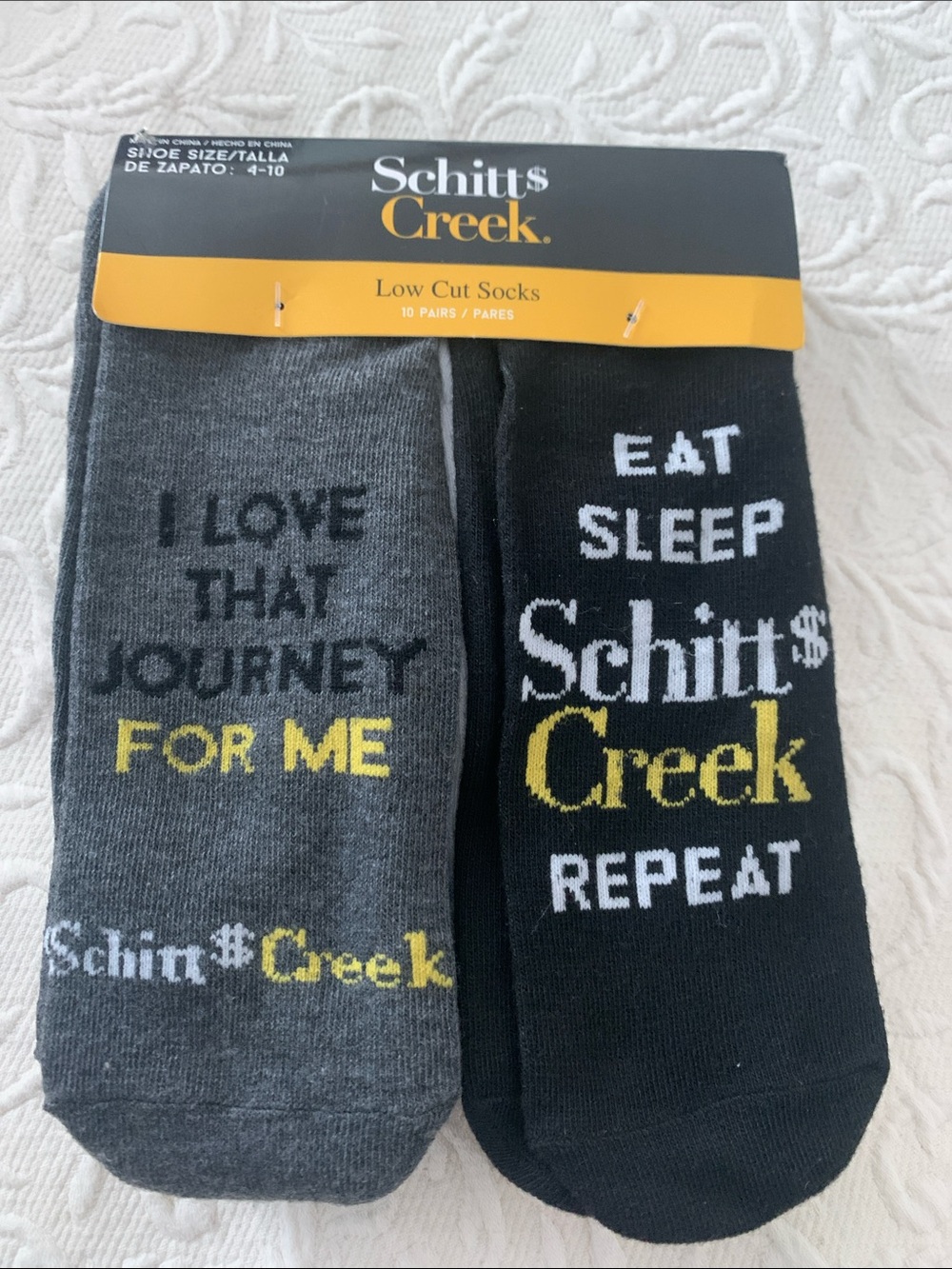 Schitt's Creek Low Cut Socks Grey, Black & White Size 4-10